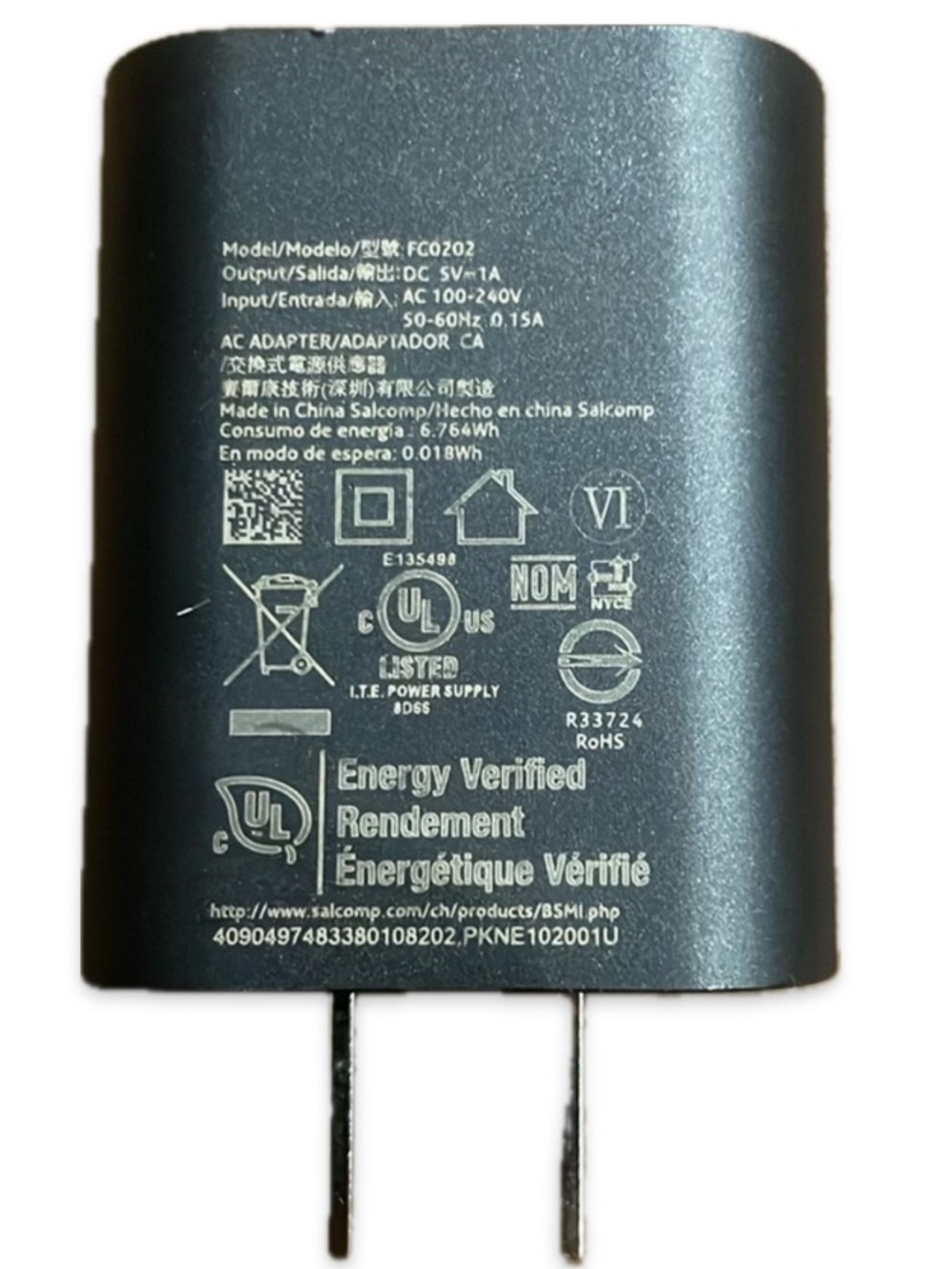 Genuine Nokia AC Adapter Wall Charger 5V 1A Black Block Model FC0202
